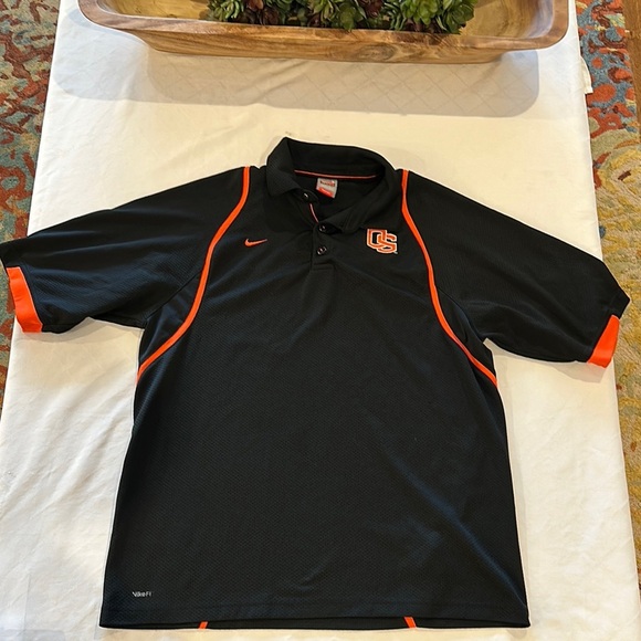 Nike oregon State university beavers Black and‎ Orange Polo Shirt jersey large - Picture 1 of 4